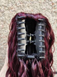 Extensiones de cola de caballo, extensiones de cola de caballo de 26 pulgadas en degradado burdeos para mujeres, cola de caballo rizada y esponjosa con clip para la barbilla, extensiones de cabello sintético suave - Multicolor - Ver 7