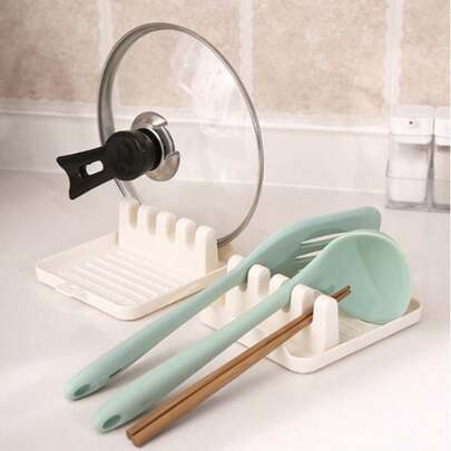 Bộ 2 giá đỡ thìa, đũa, dao kéo bằng nhựa ABS màu xám chống trượt, giá đựng nắp, đệm lót mặt bàn bếp để phân loại và cất giữ thìa, đũa, kẹp, dao, nắp và các dụng cụ nhà bếp khác. Thích hợp cho cắm trại. Có ba màu để lựa chọn.