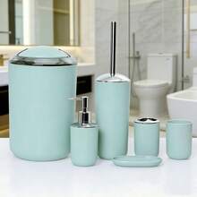 4pcs/6pcs bathroom accessory set, bathroom kit, bamboo lid bathroom toiletries set, including toilet brush, toothbrush holder, mouthwash cup, soap dispenser, soap dish. Bathroom decoration, nid bathroom decoration, can be used as a housewarming \ home vacation gift \Valentine's Day gifts\ birthday gifts. - 直筒衛浴系列 - 查看 4