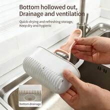Hands-Free Draining Basket | Plastic Hanging Sink Drainer, One-Button Press, Detachable, Suitable For Kitchen And Bathroom Use - 1pc - View 3