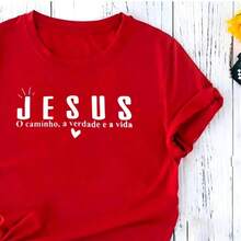 Linda Tudo é Aquele Que Cré Jesus Cristo T-Shirt Women's Blouse - 紅色 - 查看 2