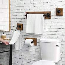 MyGift - Juego de 4 piezas para baño madera metal y madera color marrón oscuro - Marrn - Ver 3