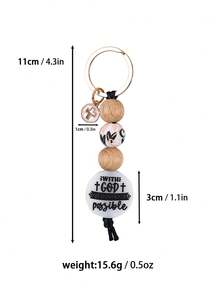 1pc Inspirational "With God" Beaded Keychain, Featuring Bohemian And Faith Design, Motivational Tag And Delicate Cross Accent, Minimalist Accessory For Daily Outfit Gifts For Mother, Father, Graduation, And Teacher - Multicolor - View 11