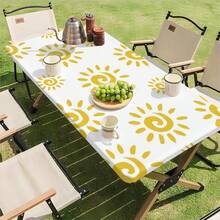 Yellow Sun Pattern Rectangular Tablecloth, Made Of Polyester, Available In Multiple Sizes, Easy To Clean, Suitable For Daily Use, Festivals, Commemorative Events, Picnics And Camping, Creates A Warm Home Atmosphere And Adds Comfortable Decor To The Room - Little Sun - View 11
