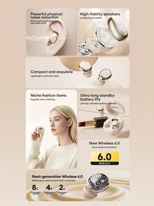 Lenovo 联想 LE206 迷你隐形蓝牙耳机，佩戴舒适，物理降噪，麦克风 ENC 通话降噪，环绕立体声，高品质音频，超长续航，低延迟，硅胶耳塞，适用于运动、游戏、音乐、睡眠等场景，无线耳机，兼容智能手机和电脑。 - 查看 8