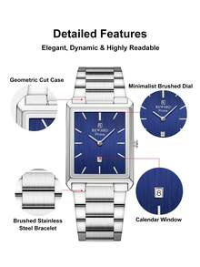 Đồng hồ nam REWARD Quartz kiểu dáng công sở thời trang, hiển thị giờ, lịch, kim dạ quang, đa chức năng, chất lượng cao, quà tặng, thiết kế cổ điển, dây đeo bằng thép không gỉ. - Bạc - Xem 5