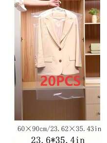 Garment Dust Cover, Transparent Plastic Dry Cleaning Disposable Garment Bag For Coats & Suits - White - View 10