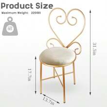 Gluck Plants Sillas de cambiador silla de maquillaje de terciopelo taburete blanco otomano moderno asiento de terciopelo con marco de metal dorado para recámara de niñas sala de estar sala de - Blanco - Ver 2