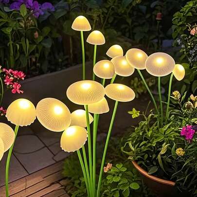 6-Head Solar Mushroom Lights, Automatic Light-Sensing Jellyfish Shaped Lamps, Suitable For Lawn, Courtyard, Pathway, Wedding, Christmas And Other Holiday Decorations