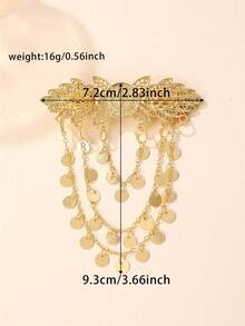 1pc Butterfly Shaped Hair Clip For Women, Multi-Layer Tassel Design, Middle Eastern Wedding Headpiece, Hair Barrette, Party & Festival Accessory - Gold - View 6
