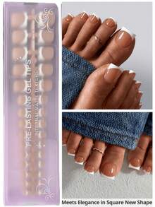 150pcs Short Square Press-On Toenails, Pink French Soft Gel Nail Tips, Suitable For DIY Fake Nails, Minimalist & Versatile, 15 Sizes, For Women Nail Supplies - 棕色 - 查看 11