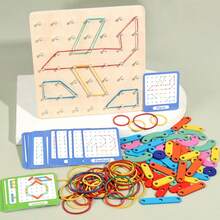 Set di pannelli a chiodi intercambiabili educativi per bambini, puzzle per il riconoscimento di forme geometriche di animali e fiori e dei colori, giocattolo educativo geometrico per bambini - Multicolore - Visualizzare 4