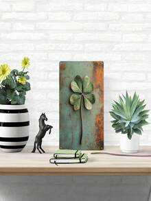 Vintage Four-Leaf Clover Metal Wall Art, Rustic Metal Plaque With Faux Aged Green Enamel And Distressed Texture, Unframed, Suitable For Home, Bar, Cafe, Restaurant, Garage Decor - Perfect For Christmas, Halloween, Easter, Thanksgiving, St. Patrick's Day, Bar Decor | Vintage Wall Art | Unframed Metal Wall Art Decor, Great For Room Decoration - Four-leaf Clover - View 5