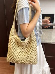 New Minimalist One Shoulder Fashion Handbag For Women - Beige - View 6