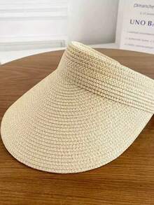 1 pieza Sombrero de paja sin ala para mujer, de moda, versátil, cómodo y ligero, adecuado para actividades al aire libre, senderismo, compras, playa, camping, etc. - Multicolor - Ver 13