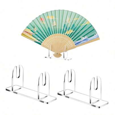 Acrylic Fan Display Stand Clear, Hand-Held Fan Stand Foldable Handheld Fan Display Stand Base Fan Organizer