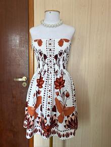 Women's Strapless Short Elastic Dress - Women's Fashion - 摩卡棕 - 查看 3