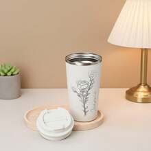 Cốc du lịch in hình hoa sinh nhật, cốc khắc tên, cốc thép không gỉ, cốc cà phê, ý tưởng quà tặng tuyệt vời, quà tặng cho cặp đôi - cốc cà phê - Xem 4