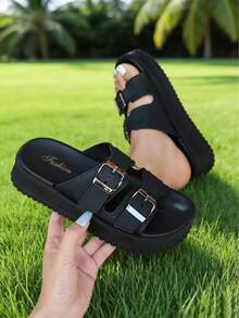 FZY New Women's Home Slippers, Casual Sandals, Quiet Thick-Soled Slippers, Non-Slip Design, Comfortable Materials, Ergonomic Design, High-Quality Winter Home Slippers For Women, Suitable For Various Occasions And People, Solid Color Design, Stylish And Simple, An Indoor Essential, A Popular Bestseller.Must-Have Outfits For Valentine's Day,Essential Easter Outfits - 黑色 - 查看 3