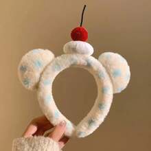 ネコサメチェリーヘアバンド ふわもこ可愛いピンク 水玉リボン プチプラアクセサリー ギフトプレゼント - 小型サメ型ヘッドバンド(20*20*2cm*35g) - チェックする 7