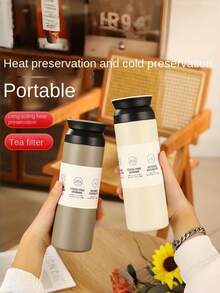 1 cốc giữ nhiệt kiểu Nhật tối giản, chất liệu thép không gỉ 304, dung tích 500ml, màu trắng. - Nhiều màu - Xem 9