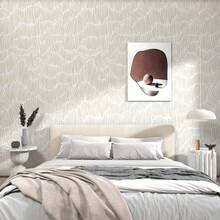 Beige Wallpaper 17.3*78.8 Modern Striped Peel And Stick Wallpaper Boho Removable Self Adhesive Wall Paper For Bedroom Waterproof White And Gold Contact Paper For Cabinets Vinyl - 淺褐色的 - 查看 5