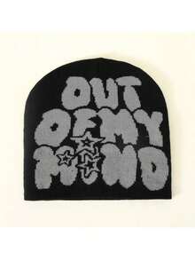 Letter Pattern Personalized Street Hip-Hop Skull Cap, Jacquard Knit Hat, Suitable For Daily Leisure, Outdoor Sports, And Festive Gifts Beanie Fall Outfit - màu đen - Xem 6