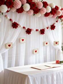 1 Stück künstliche Rose Herz Umschlag Fahne Hängedekoration, romantische Hochzeitssaison Dekoration, Liebesbrief Fahne, Garnknäuel Anhänger, elegante Heimdekoration, Kamin Hintergrund Hängedekoration, Hochzeit Verlobungsfeier Dekoration, süße Paar Zimmer Präsentation, Foto Hintergrund Dekoration - Verschiedenfarbig - Übersicht 3