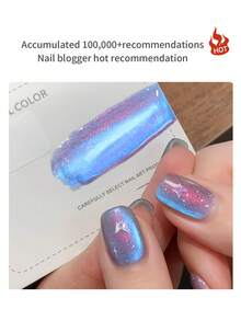 12毫升海洋星空猫眼凝胶 - 闪耀星系蓝紫色全息磁性可卸UV/LED凝胶，适用于美甲沙龙和居家美甲，持久炫彩美甲 - 彩色 - 查看 5