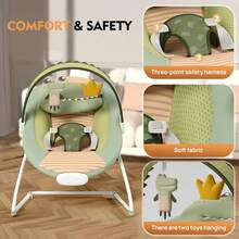 Baby Bouncer,Portable Baby Bouncer For Infant,Modern Baby Bouncer Seat,Infant Bouncers With Music For Babies 0-6 Months Up To 20 Lbs Lightweight For Indoor And Outdoor As Hallowee & Christmas Gifts(Little Crocodile) - Green - View 4