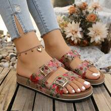 Transparent Plum Blossom Print Soft Bottom Slippers, Casual & Fashionable Sandals, Adjustable Strap, Slip-On, Flat Slides, Suitable For Teenagers, Couples, Women, New Arrival, Outdoor, Sports, Beach Shoes, Soft Sole & Upper, Suitable For Party, Office, Lightweight, Elegant, Minimalist, Comfortable, Casual, Party, Daily, Travel, Wedding, Camping, Pride, Essential For Summer & Autumn, Gift, Sexy, Outdoor, Retro Design, Slip-On, Women, Shoes - Transparent Rose - View 8
