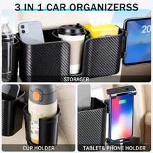 Boost 3 In 1 Car Backseat Organizer Back Seat Stora With Cup Holder Tissue Box Tablet Phone Holder Hooks Travel Accories For Trips Family Rides Daily Ential Accory - Black - View 2