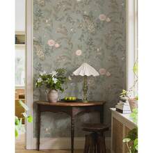 1卷复古植物孔雀壁纸，时尚植物花鸟壁纸，精致室内装饰膜，适用于房间和橱柜表面的装饰壁纸翻新，各种房间厨房墙面装饰壁纸，自粘贴纸，易于安装和移除，手工工艺膜 - 花鳥 - 查看 3