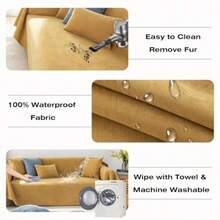 STACYPIK - Funda impermeable color canela para sofá seccional fundas de sofá de dos plazas funda de futón funda en forma de L protector de muebles antiarañazos para sofá de 2 cojines protector - Amarillo impermeable - Ver 3