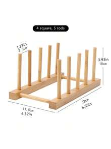 立式竹木碗碟晾干架，厨房抽屉收纳架 - 带盖碗碟架，节省橱柜空间，带沥水功能，可存放盘子、锅盖、碗、杯子和书籍，保持厨具干燥 - 彩色 - 查看 11