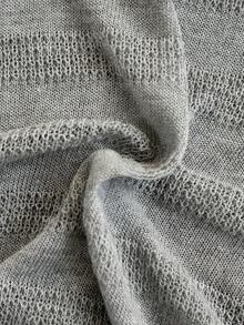 Women's Lightweight Sheer Design Long Sleeve Knit Sweater, Slimming, Spring/Summer - Grey - View 9