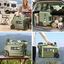 7.4 Gallon Water Jug, 28L Portable Water Container With Wheel & Pull Handl, Spigot, Cleaning Brush, Detachable Hose & Extra Lid, B-PA-Free Camping Hydration Canteen, Outdoor Tank Storage PE - Green - Army Green - View 12