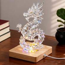 2pcs LED Wood Light Base 3D Glass Art, Resin Art Acrylic - Square Lighted Lamp Stand Pedestal Tabletop, Cabinet, Bedside Sphere Display - 方形燈 2 個 - 查看 2