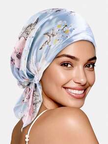 1pc Women's Taffeta Printed Triangular Hat, Headscarf Hat, Bandana Hat, Pirate Hat, Fabric Hat, Suitable For Daily Use - Multicolor - View 9