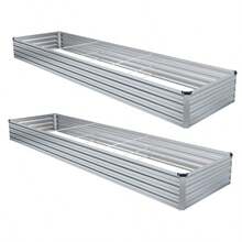 2 Pack 6x3x1FT Galvanized Raised Garden Beds Kit Outdoor Metal Gardening Planter Box For Vegetable Elevated Flower HerbsSilver - 銀色(2 件裝) - 查看 5