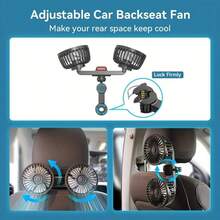 360° Rotating Dual-Head Car Backseat Fan, 3-Speed Adjustment, USB Powered Car Cooling Fan, Suitable For Cars, Trucks, USB Powered High-Strength Cooling Fan For Backseat - Dual-head Fan - View 6