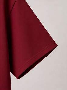Plus Size Men's Minimalist Letter Print Round Neck Short Sleeve Casual T-Shirt, Easy To Match, Best Gift For Friends - Burgundy - View 3