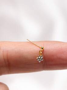 1pc 24G Nose Rings Stud 925 Sterling Silver Piercing Nose Stud Earring Jewelry For Women - Gold - View 5