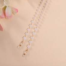 1 Piece Heart-Shaped Faux Pearl Pendant Glasses Chain, Anti-Slip And Anti-Loss Sunglasses And Reading Glasses Lanyard, Mask And Glasses Strap, Glasses Holder [Huang Yunying] - 白色 - 查看 3