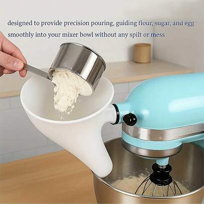 Flour Hopper For Stand Mixer - Durable Plastic Mixer Accessory With Easy-Pour And Anti-Spill Design, Featuring A Pouring Spout And Splash Guard, Compatible With KSM150 And 5-Quart Tilt-Head Stand Mixers, Suitable For Ingredients Like Flour And Eggs