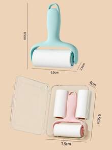1 cây lăn bụi mini kèm miếng dán thay thế, bàn chải bụi cầm tay, dụng cụ loại bỏ lông thú cưng có độ bám dính cao, sử dụng tại nhà và khi đi du lịch, nắp chống bụi, không làm hư hại quần áo, khả năng loại bỏ bụi bẩn mạnh mẽ. - 1 cái màu xanh - Xem 5