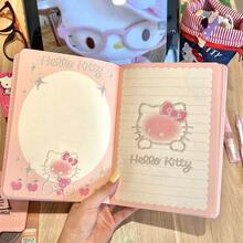 SANRIO 2本KT Cat A6彩色笔记本，皮革材质，外观精致，卡通图案可爱，适合学生用作日记本，也适合作为节日派对礼物、圣诞礼物或奖品。 - 彩色 - 查看 2