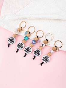 1pc Inspirational "With God" Beaded Keychain, Featuring Bohemian And Faith Design, Motivational Tag And Delicate Cross Accent, Minimalist Accessory For Daily Outfit Gifts For Mother, Father, Graduation, And Teacher - Multicolor - View 4