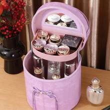 Oval-Shaped Traditional Chinese Style Makeup Storage Box With Mirror, Wedding Gift Box, Portable Festival Storage Container - Multicolor - View 9