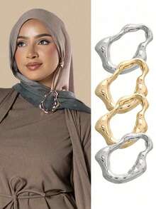 2/4pcs Muslim Women's Fashion Metal Scarf Clips, Used For Decorative Scarf Fixing,Beach,Holiday - Scarf Buckle - View 3